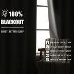 Blackout Curtains 4 Panel Set Rod Pocket – 100% Thermal Insulated Noise Reducing Solid Polyester, Laminated Lining, 7 Colors 7 Sizes