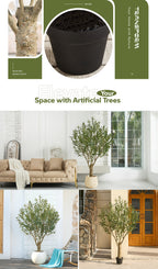 Artificial Olive Tree with Black Planter 5 6 7 8ft UV Resistant Faux Olive Plant Silk Leaves Mediterranean Indoor Outdoor Decor Living Room Office Bedroom Gift