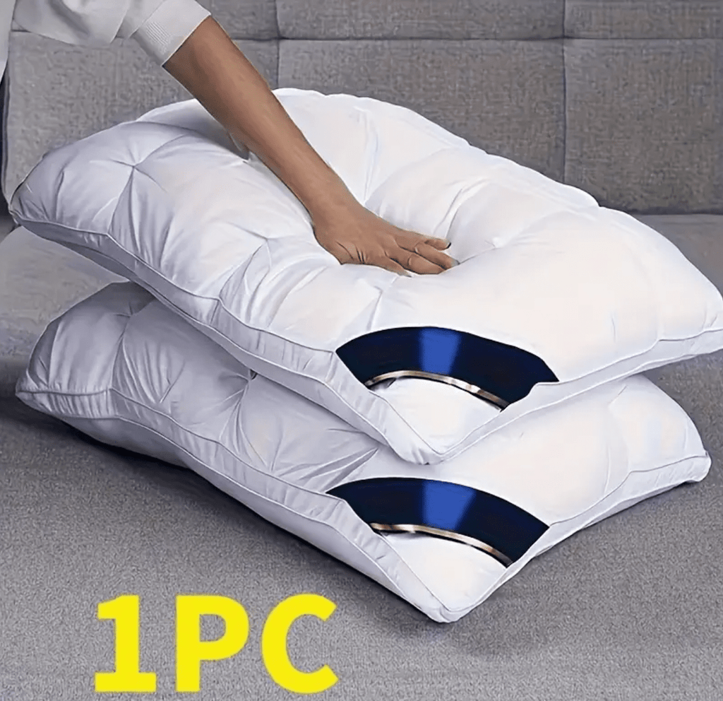 Hotel Quality Bed Pillows - Luxury Soft Polyester Fiber Satin Cover, Deep Sleep Neck Support No-Collapse, Zipper Closure Machine Washable, All-Season, 1/2/3/4-Pack White & Gray