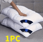 Hotel Quality Bed Pillows - Luxury Soft Polyester Fiber Satin Cover, Deep Sleep Neck Support No-Collapse, Zipper Closure Machine Washable, All-Season, 1/2/3/4-Pack White & Gray