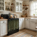 Farmhouse Oven Skirt Curtain – Handmade Checkered Ruffled Drawstring Decorative Panels for Oven, Stove & Cabinet Covers | Rustic Kitchen Appliance Decor | Nuvia Haven