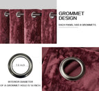 Luxury Distressed Crushed Velvet Curtains - 4-Piece Set (2 Panels + 2 Tiebacks), Grommet Top, Room Darkening | 10 Colors, 3 Sizes