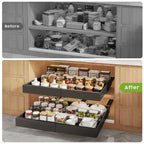 Sliding Cabinet Organizer Set of 4 – Carbon Steel Pull-Out Drawer Baskets with Expandable No-Drill Rolling Shelves for Kitchen Cabinet, Under-Sink Storage, Pantry & Refrigerator Shelf Organizer