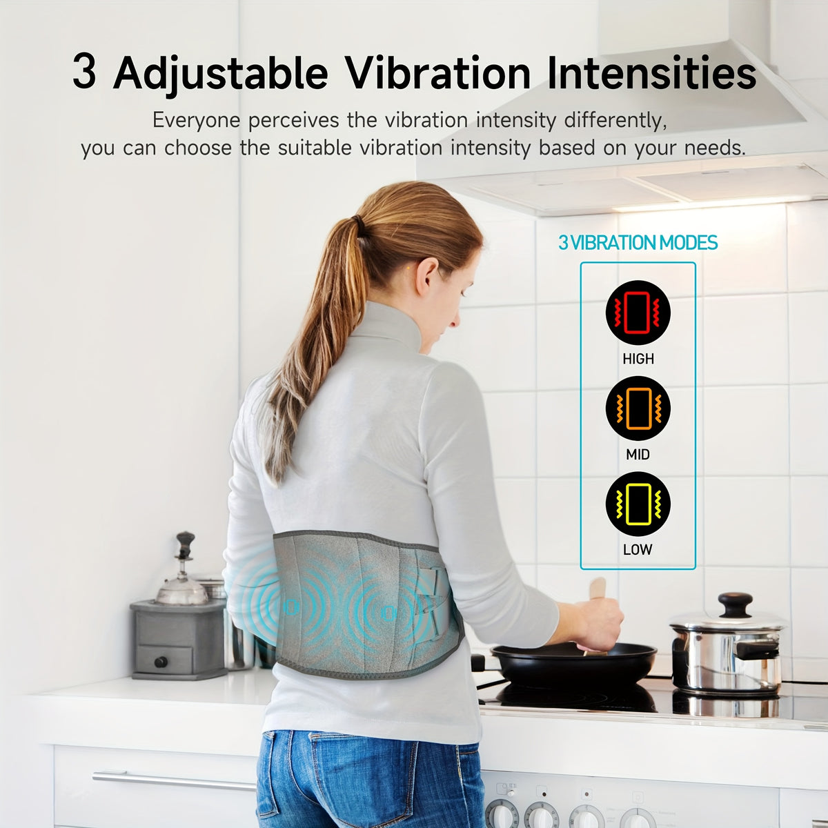 Cordless Heating Pad for Back with 3 Heat Levels & 3 Vibration Modes – Portable Rechargeable Lumbar Massager for Lower Back Pain Relief, Gift for Dad Mom Men Women