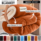 480GSM Heavy Sherpa Fleece Blanket Double-Sided Reversible Warm Throw for Couch Bed Office Travel All Season Comfort Sofa Decoration Holiday Gift
