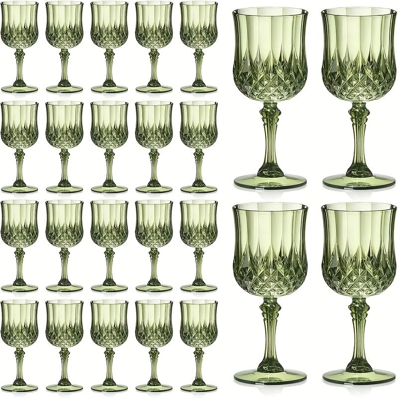 Plastic Vintage Wine Glasses Set of 24 – 7oz Unbreakable Crystal Highball Glasses for Wine, Champagne & Water | Reusable Wedding & Party Drinkware