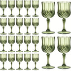 Plastic Vintage Wine Glasses Set of 24 – 7oz Unbreakable Crystal Highball Glasses for Wine, Champagne & Water | Reusable Wedding & Party Drinkware