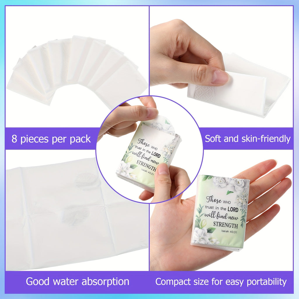 Inspirational Bible Verse Pocket Tissues 100pcs – Individually Wrapped 3-Ply Motivational Quote Tissues for Weddings, Church Events, Thanksgiving Gifts & Party Favors