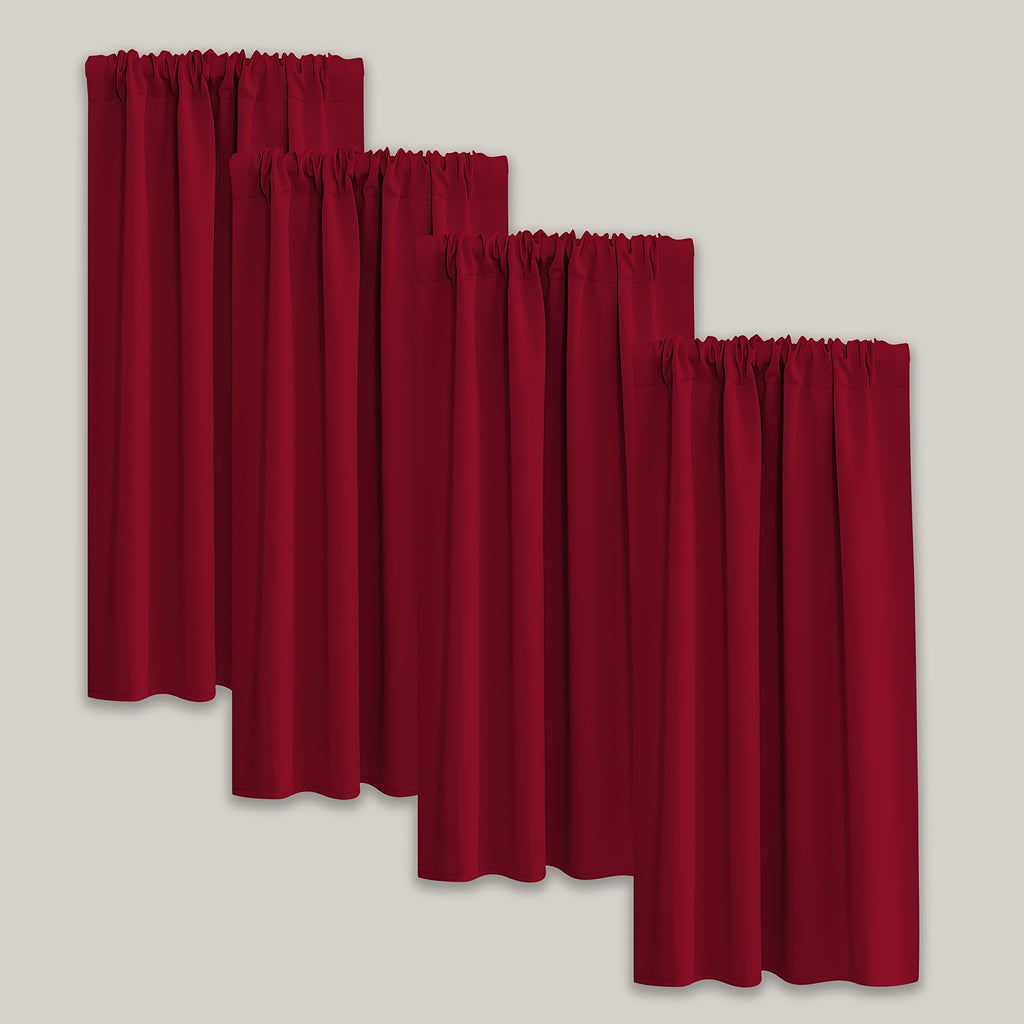 Blackout Curtains Rod Pocket 4 Panels - Thermal Insulated Room Darkening Noise Reducing Matte Drapes for Bedroom Living Room Office, 9 Colors 11 Sizes