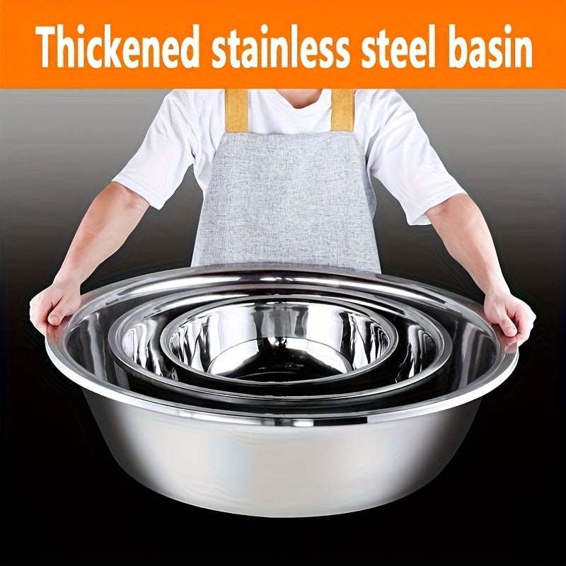 Stainless Steel Mixing Bowl Large 15.75", 304 Stainless Footed Salad Bowl, Rust-Resistant Vegetable & Fruit Washing Basin, Soaking Tub & Dish Pan for Home Kitchen, Easy to Clean, Great Father's Gift