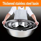 Stainless Steel Mixing Bowl Large 15.75", 304 Stainless Footed Salad Bowl, Rust-Resistant Vegetable & Fruit Washing Basin, Soaking Tub & Dish Pan for Home Kitchen, Easy to Clean, Great Father's Gift