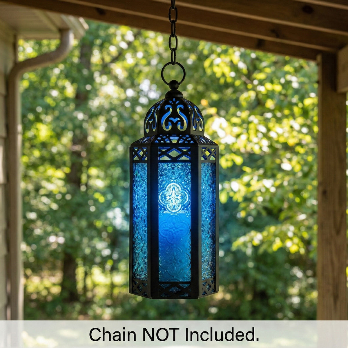 Moroccan Candle Lantern Holder Medium 10.5 Inch – Handcrafted Glass Iron Metal Lantern with Embossed Floral Panels, 17 Colors, Indoor Outdoor Use for Ramadan, Wedding, Patio, Diwali & Home Decor