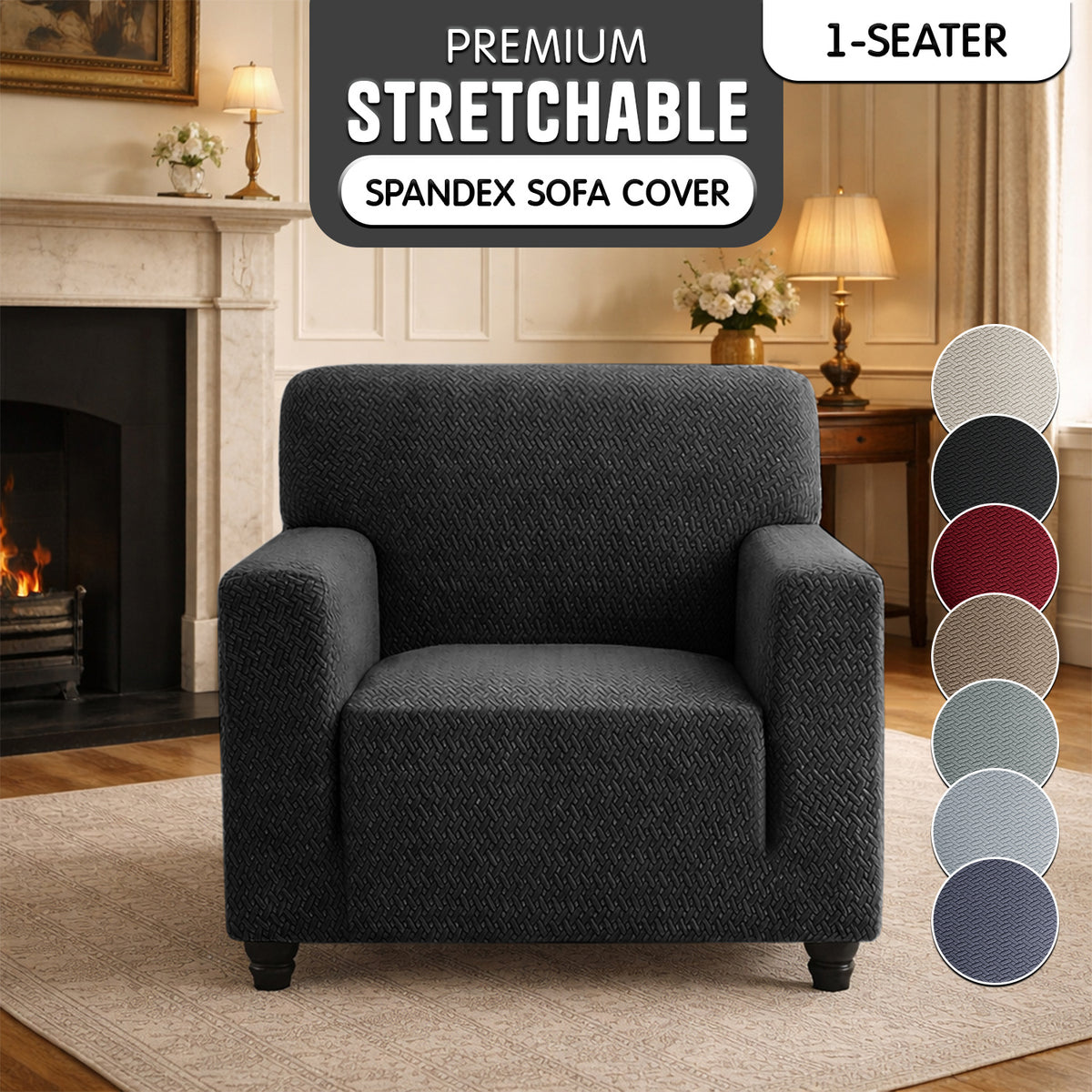 Luxury Spandex Sofa Cover Anti-Slip – Wrinkle-Free Elastic Couch Slipcover, Pet & Scratch-Proof, Machine Washable, All-Season, 7 Colors, 1/2/3 Seater, Living Room Home Decor