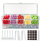 Chilled Condiment & Seasoning Serving Tray Set – Clear Dipping Sauce Plates with Optional Ice Packs or Label Stickers & Pen – Perfect for Entertaining, BBQ, Charcuterie & Appetizers