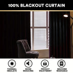 100% Blackout Linen Textured Curtains – Thermal Insulated Noise Reducing Grommet Window Drapes | 2-Panel Set for Bedroom, Living Room & Hall | 6 Neutral Colors