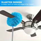 Ceiling Fan & High-Reach Dust Brush with Extension Rod – Detachable Washable Ultra-Fine Microfiber Cleaner for Fans, High Ceilings, Furniture & Cars, Blue