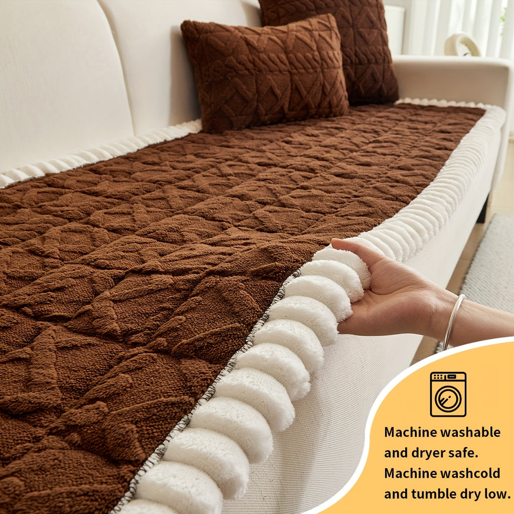 Thickened Quilted Sofa Cushion Pad Soft Polyester Seat Mat for Loveseat 2 3 4 Seater Sofa Autumn Winter Warmth Home Decor Dark Gray Dark Coffee Cream Green