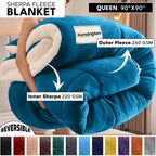 480GSM Heavy Sherpa Fleece Blanket Double-Sided Reversible Warm Throw for Couch Bed Office Travel All Season Comfort Sofa Decoration Holiday Gift