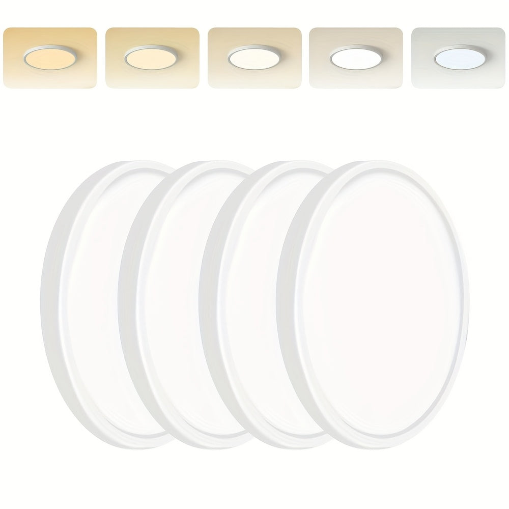 LED Flush Mount Ceiling Light 12 Inch 5CCT Dimmable – 22W 2400LM Modern Round Flat Panel Light for Bedroom, Living Room & Dining Room, 2/4/6 Pack