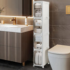 Bathroom Storage Cabinet 1 2 3 4 Tier Foldable Plastic Organizer with Doors and Shelves – Space-Saving Under Sink & Counter Solution