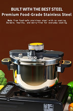 Stainless Steel Pressure Cooker & Stew Pot with One-Twist Lock Lid – 1.32, 1.59 & 2.11 Gal Sizes, Induction & Gas Compatible, Dishwasher Safe for Family Meals