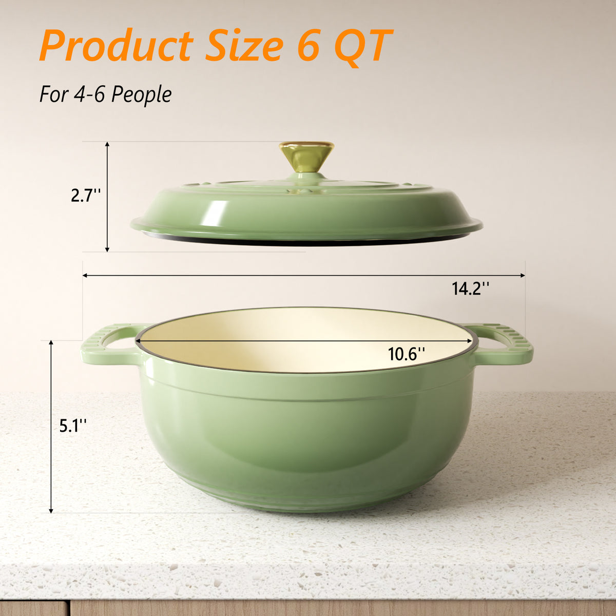 Dutch Oven 5QT 6QT 7.5QT Enameled Cast Iron Cookware with Lid Silicone Handles Oven Safe 500°F Bread Baking Stews Roasts Multiple Colors