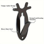 Deer Head Wall Hooks Set of 5 - Retro Antler-Style Heavy-Duty Metal Decorative Hooks for Coats, Hats & Towels, Holds 20 lbs, Easy Install, Hardware Included - Bathroom, Bedroom & Entryway Decor