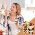 Clear Plastic Mini Dessert Cups with Lids & Spoons 50 or 100 Count – 5oz Tasting Containers for Cheesecake, Fruit Salads, Holiday Parties & Picnics