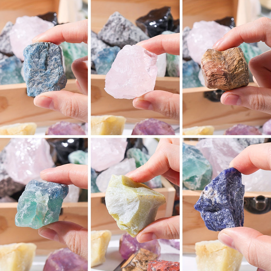 Raw Gemstone Rough Crystals 3LB Assorted Natural Stone Mix for Tumbling Polishing Wire Wrapping Wicca Reiki Fountain Home Office Decor Good Luck Healing Crystals