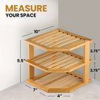 Bamboo Corner Shelf 3-Tier Set of 2 – Countertop & Cabinet Organizer for Kitchen, Bathroom, Spice Rack, Plate & Cup Storage