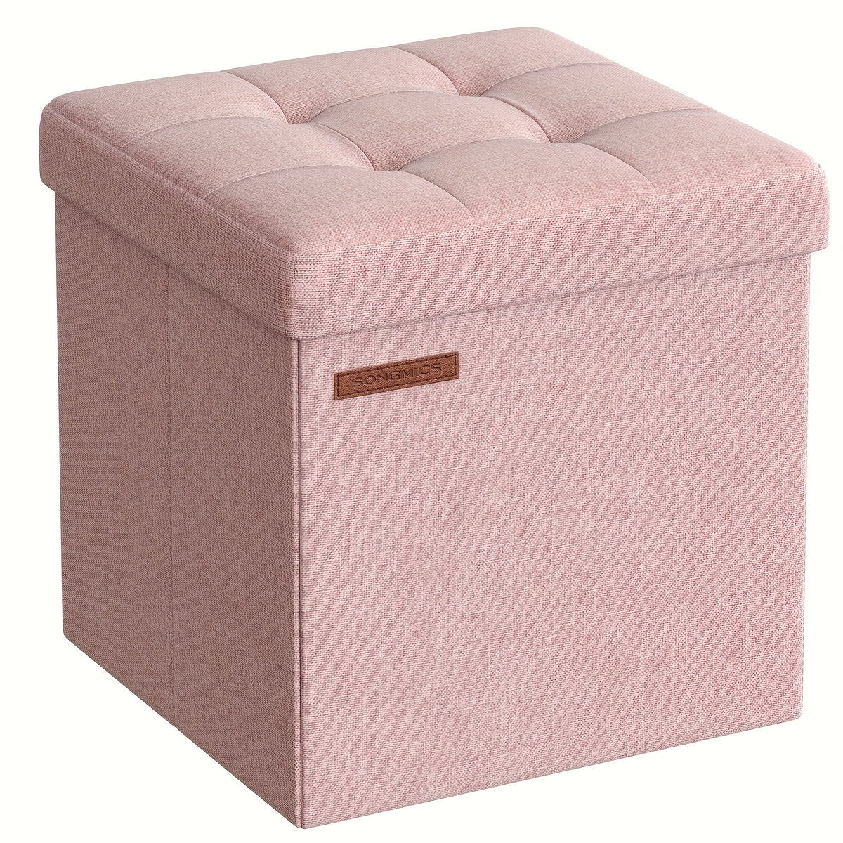 Foldable Storage Cube Ottoman Footstool – 11.6" Hidden Storage, 286 lb Capacity, for Living Room Bedroom Dorm, Ink Black Dark Gray Jelly Pink