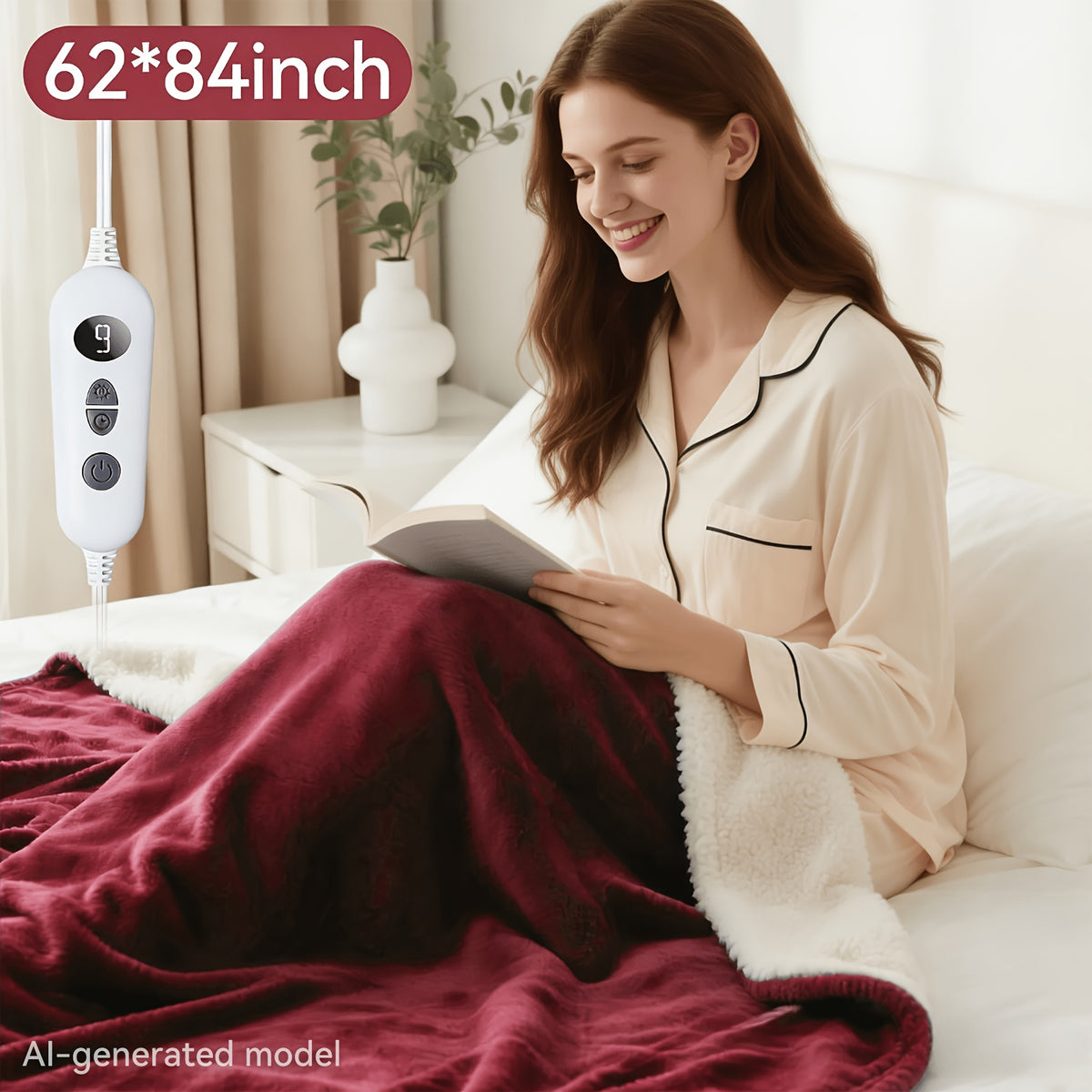 Electric Heated Blanket Soft Flannel 10 Temperature Levels Dual Control – PTC+NTC Overheat Protection, Machine Washable, for Couples Bedroom & Winter Home Use