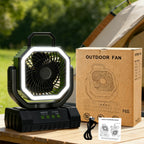 3-in-1 Camping Fan with LED Light & 20000mAh Power Bank Portable Rechargeable Fan 4 Speed Settings Multi-Angle Rotation for Hiking Tent Office & Outdoor Use