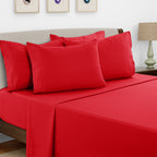 Brushed Microfiber Bed Sheet Set 6 Piece with Embroidered Pillowcases - Hotel Luxury Deep Pocket 16 Inch, Soft Breathable All Season, 24 Colors, Twin Twin XL Full Queen King Cal King