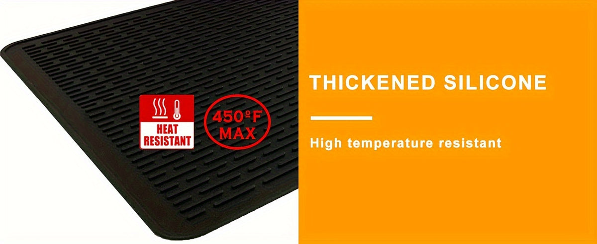 Silicone Stove Top Cover & Dish Drying Mat - 28x20 Inch, Heat Resistant to 450°F, Fits Electric & Glass Stovetops, Black