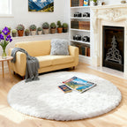 Tie Dye Round Area Rug Soft Plush Shaggy Circle Floor Mat Non-Slip for Living Room Bedroom Dorm – Boho Rainbow & Solid Colors 4x4 5x5 6x6 7x7 8x8 Ft | Home Decor Aesthetic