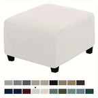 Stretch Ottoman Footstool Cover Elastic Square Slipcover – Grip Polyester Stretch Protector with Elastic-Band Closure, Machine Washable Footstool Cover for Home & Office, 1pc