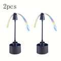 Food Guard Fly Repellent Fan 2-Pack Tabletop Holographic Blade Fly Fan with Ambient Light Battery Powered Foldable Portable for Picnic BBQ Party Camping Outdoor Indoor