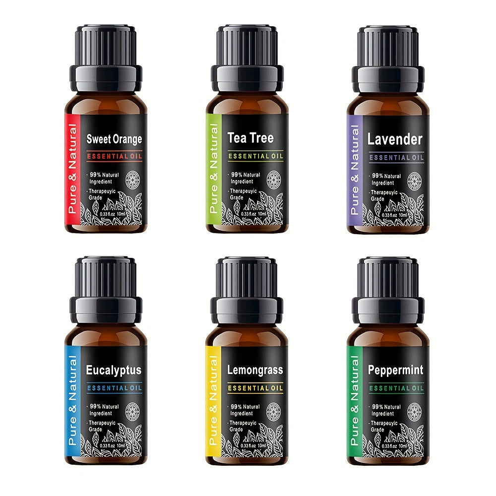 Aromatherapy Diffuser Humidifier Set 500ml Ultrasonic Cool Mist with 7 Color LED Night Light and 6 Essential Oils Gift Box