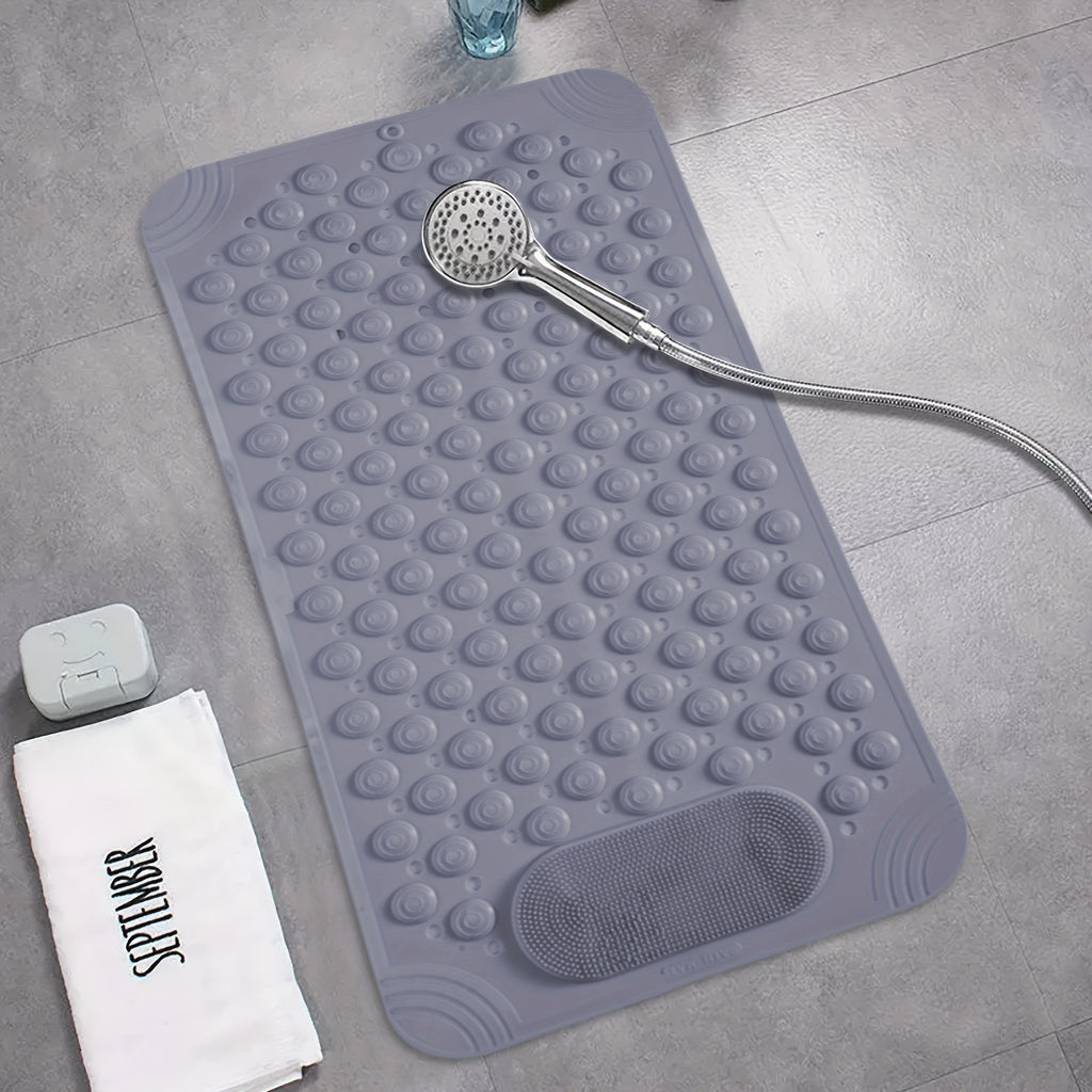 Anti-Slip Shower Mat with Massage Function – Extra Large Non-Slip Bathtub Mat for Safety & Comfort | 19.7”x31.5” | Green, Grey, White, Blue, Khaki & Pink