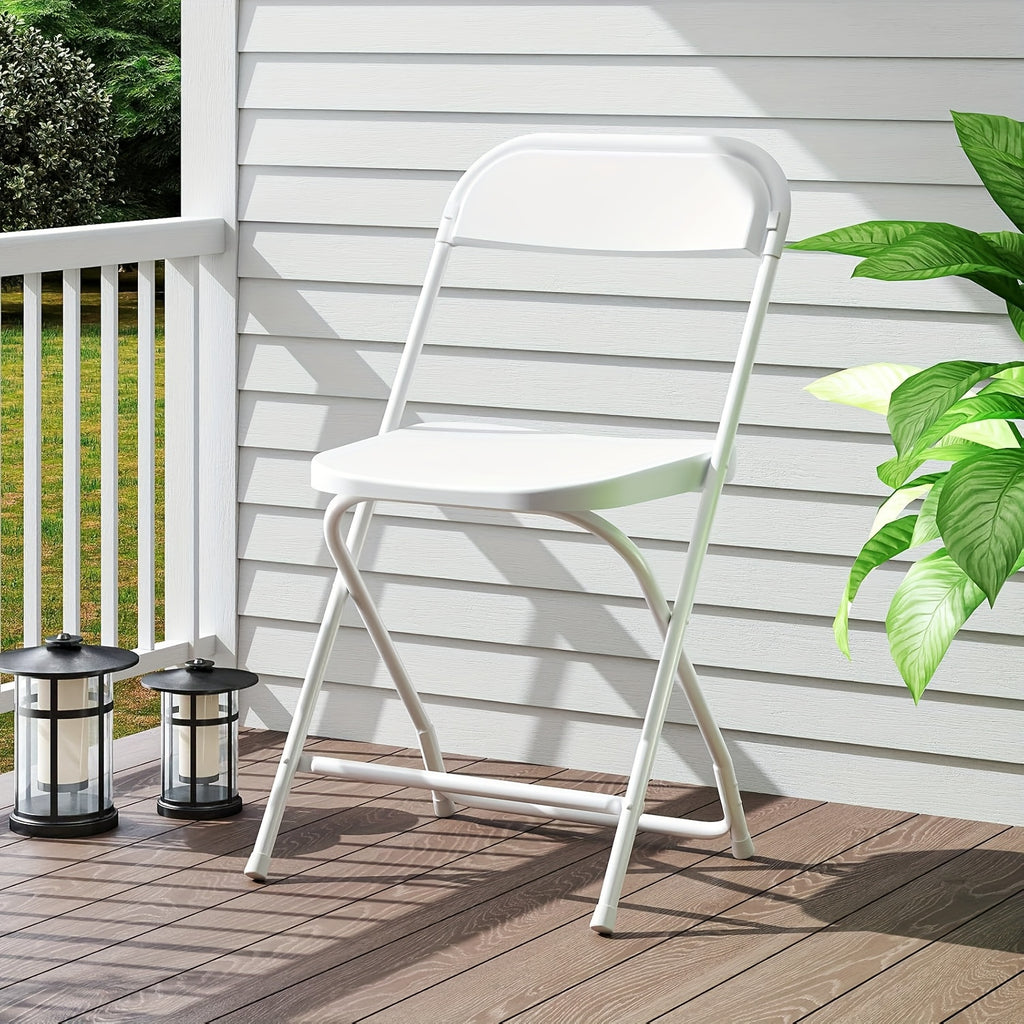 Stackable Folding Dining Chairs 350 Lbs Capacity Steel Frame for Kitchen Dining Room Catering & Outdoor Parties – Space-Saving Plastic Chairs