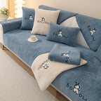 Cream Plush Sofa Slipcover Non-Slip – Thick Pet-Friendly Couch Protector Cover for 2 or 4 Seater Sofa, Living Room, Bedroom & Office Furniture