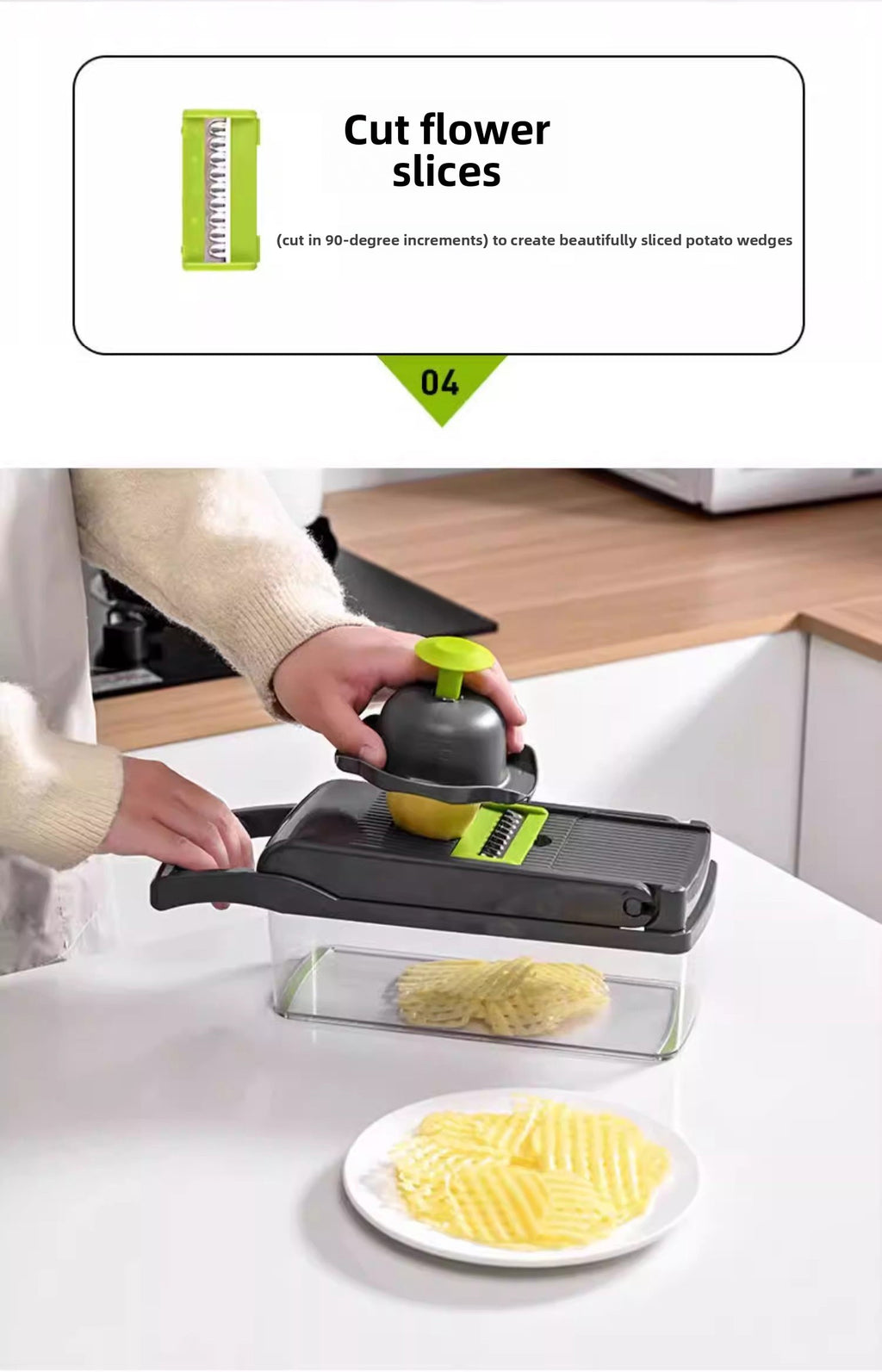 22-in-1 Vegetable Chopper & Mandoline Slicer with Container – 8 Interchangeable Blades, Onion Chopper, Food Dicer, Egg Separator & Finger Guard – All-in-One Kitchen Gadget for Veggie & Fruit Prep