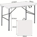 Folding Table 4ft 6ft Lightweight Portable Table Indoor Outdoor Picnic Camping Board Game with Carrying Handle Locks White