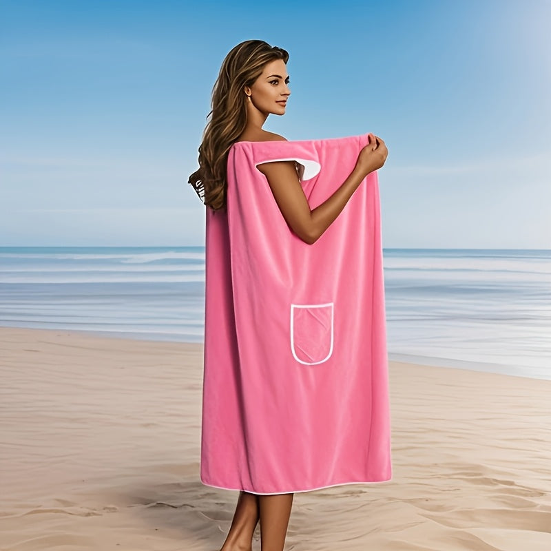 Waffle Texture Bath Towel with Pocket Ultra Soft Quick Dry 260GSM Absorbent Coral Fleece - 2 Sizes 4 Colors for Camping Beach Bathroom | Nuvia Haven