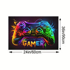 Gamer Area Rug – Cyberpunk Game Controller Design, Large Square Polyester Mat for Teen Bedrooms & Gaming Rooms