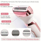 4-in-1 Electric Shaver for Women Rechargeable Grooming Kit Wet Dry Painless Lady Razor for Face Nose Legs Underarm Bikini Trimmer Luxury Gift Set