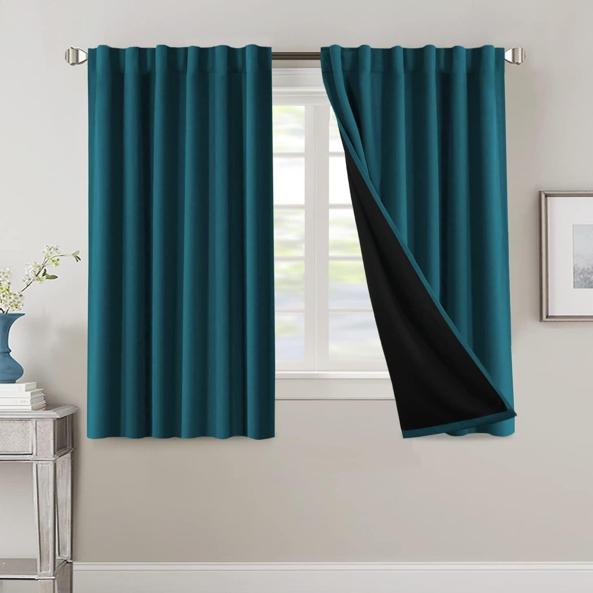 Blackout Curtains 2 Panels 100% Room Darkening 96 Inch Long – Triple Weave Thermal Insulated Back Tab & Rod Pocket Window Drapes for Bedroom & Living Room