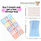 Color Coded Coral Fleece Towel Set 5 Pack – Ultra Soft Thickened Absorbent Bath Face Towels 5 Colors for Spa Sensitive Skin, Solid or Striped