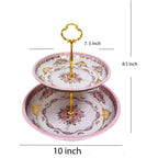 2 Tier Floral Metal Cake Stand Dessert Tower - Vintage Pastry Cupcake Serving Tray for Tea Party, Baby Shower, Birthday & Wedding Table Centerpiece Decoration